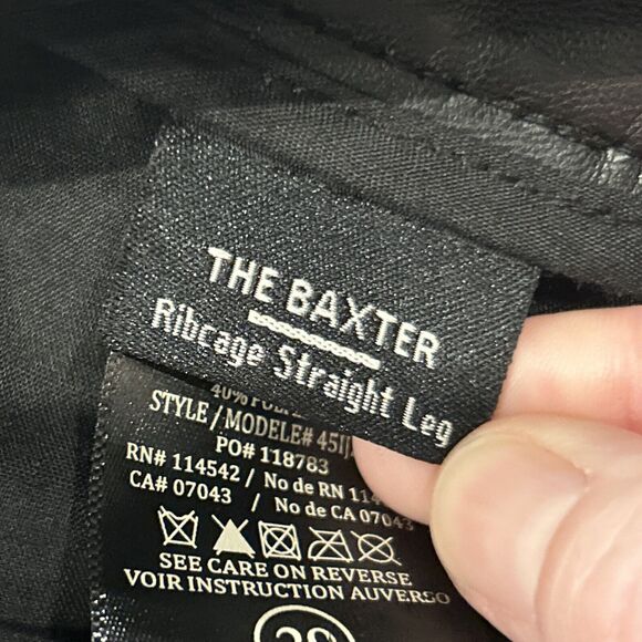 Blank NYC Pants Women 29 Faux Leather Black The Baxter Ribcage Straight Leg Crop - Picture 4 of 11